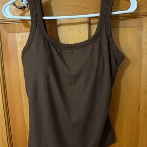 Brown Ribbed Tank Top